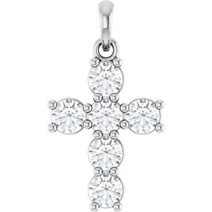 Sterling Silver 3/4 CTW Lab-Grown Diamond Cross Pendant