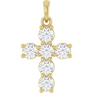 14K Yellow Gold 3/4 CTW Natural Diamond Cross Pendant