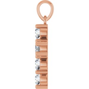 14K Rose Gold 3/4 CTW Natural Diamond Cross Pendant