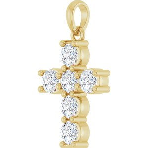 14K Yellow Gold 3/4 CTW Lab-Grown Diamond Cross Pendant