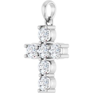 Platinum 3/4 CTW Lab-Grown Diamond Cross Pendant