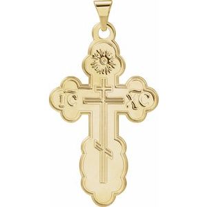 14K Yellow Gold 32x21 mm Orthodox Cross Pendant