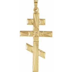 14K Yellow Gold 32x18 mm Orthodox Cross Pendant