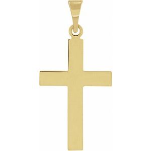 18K Yellow Gold 25.9x12 mm Cross Pendant