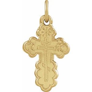 14K Yellow Gold 12x8 mm Orthodox Cross Pendant