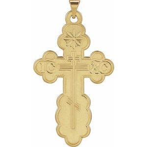 14K Yellow Gold 40x26 mm Orthodox Cross Pendant
