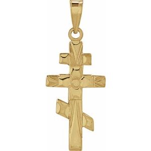 14K Yellow Gold 20x10 mm Orthodox Cross Pendant