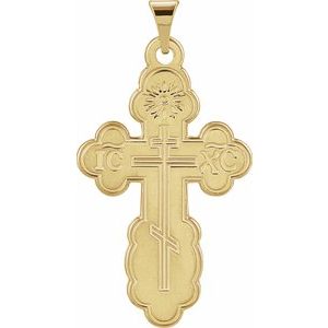 14K Yellow Gold 26x17 mm Orthodox Cross Pendant