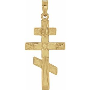 14K Yellow Gold 26x15 mm Orthodox Cross Pendant
