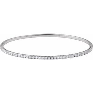 14K White Gold 2 CTW Lab-Grown Diamond  Flexible Bangle 7" Bracelet
