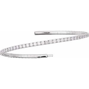 14K White Gold 2 CTW Lab-Grown Diamond  Flexible Bangle 7" Bracelet