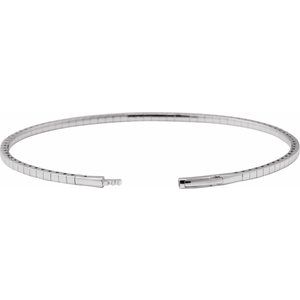 14K White Gold 2 CTW Lab-Grown Diamond  Flexible Bangle 7" Bracelet