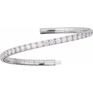 14K White Gold 4 CTW Lab-Grown Diamond  Flexible Bangle 7" Bracelet