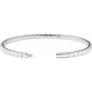 14K White Gold 4 CTW Lab-Grown Diamond  Flexible Bangle 7" Bracelet
