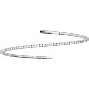 14K White Gold 2 CTW Lab-Grown Diamond Flexible Bangle 7" Bracelet