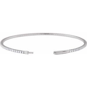 14K White Gold 1 1/2 CTW Lab-Grown Diamond Flexible Bangle 7" Bracelet