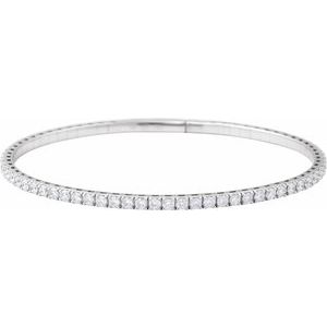 14K White Gold 3 CTW Lab-Grown Diamond Flexible Bangle 7" Bracelet