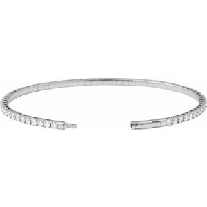 14K White Gold 3 CTW Lab-Grown Diamond Flexible Bangle 7" Bracelet