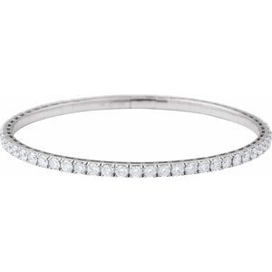 14K White Gold 5 CTW Lab-Grown Diamond Flexible Bangle 7" Bracelet
