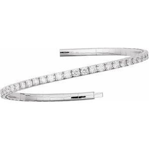 14K White Gold 5 CTW Lab-Grown Diamond Flexible Bangle 7" Bracelet