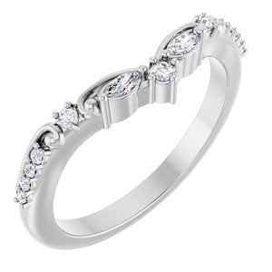 14K White Gold 1/8 CTW Natural Diamond Contour Band