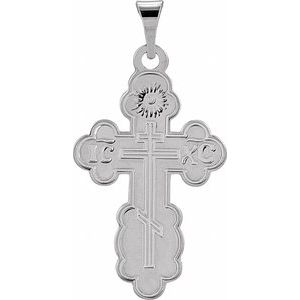 14K White Gold 19x13 mm Orthodox Cross Pendant