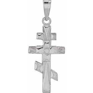 14K White Gold 20x10 mm Orthodox Cross Pendant