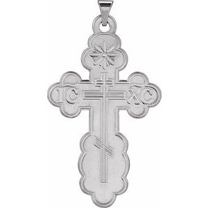 14K White Gold 40x26 mm Orthodox Cross Pendant