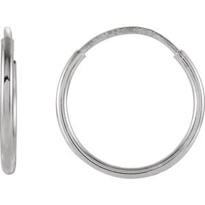 14K White Gold Endless Tube 12 mm Hoop Earring