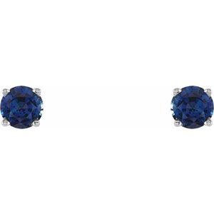 Sterling Silver 4 mm Lab-Grown Sapphire Earrings