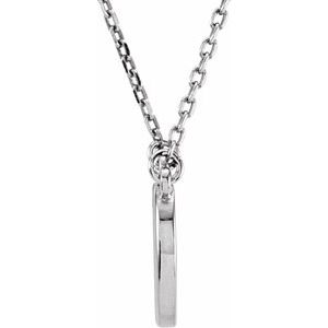14K White Gold Block Initial D 16" Necklace