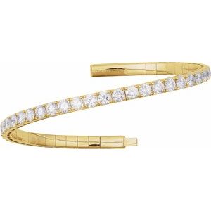14K Yellow Gold 4 CTW Lab-Grown Diamond  Flexible Bangle 7" Bracelet