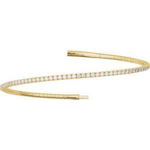 14K Yellow Gold 2 CTW Lab-Grown Diamond Flexible Bangle 7" Bracelet