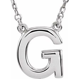 14K White Gold Block Initial G 16" Necklace