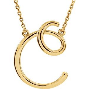 14K Yellow Gold Script Initial C 16" Necklace