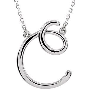 14K White Gold Script Initial C 16" Necklace