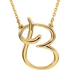 14K Yellow Gold Script Initial B 16" Necklace