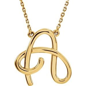 14K Yellow Gold Script Initial A 16" Necklace
