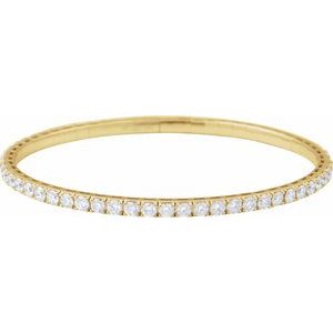 14K Yellow Gold 5 CTW Natural Diamond Flexible Bangle 7" Bracelet