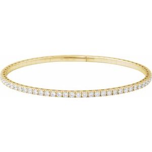 14K Yellow Gold 3 CTW Lab-Grown Diamond Flexible Bangle 7" Bracelet