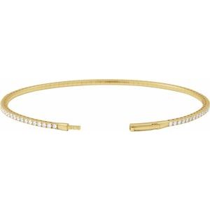 14K Yellow Gold 1 1/2 CTW Lab-Grown Diamond Flexible Bangle 7" Bracelet