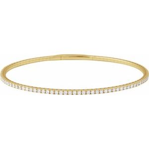 14K Yellow Gold 1 1/2 CTW Natural Diamond Flexible Bangle 7" Bracelet