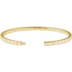 14K Yellow Gold 4 CTW Natural Diamond  Flexible Bangle 7" Bracelet