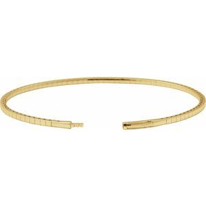 14K Yellow Gold 1 CTW Natural Diamond  Flexible Bangle 7" Bracelet