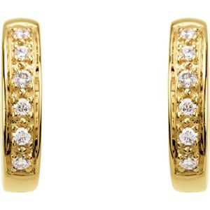 14K Yellow Gold 1/10 CTW Natural Diamond Hinged 12.4 mm Hoop Earrings