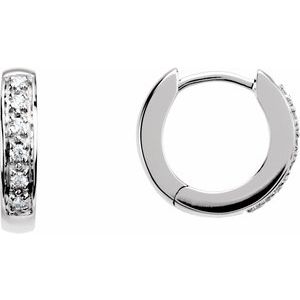 14K White Gold .05 CTW Natural Diamond Hinged 12.4 mm Hoop Earring