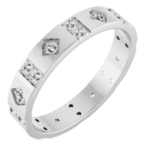 14K White Gold 1/3 CTW Natural Diamond Mens Accented Band
