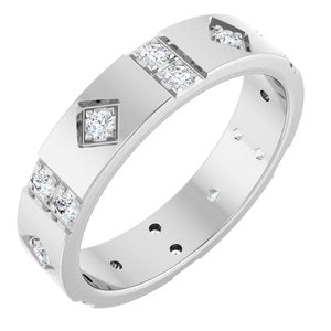 14K White Gold 1/2 CTW Natural Diamond Mens Accented Band