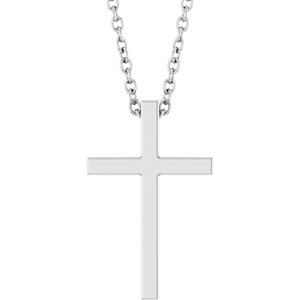 Platinum 15x9.5 mm Cross 18" Necklace