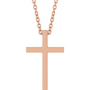 14K Rose Gold 15x9.5 mm Cross 18" Necklace